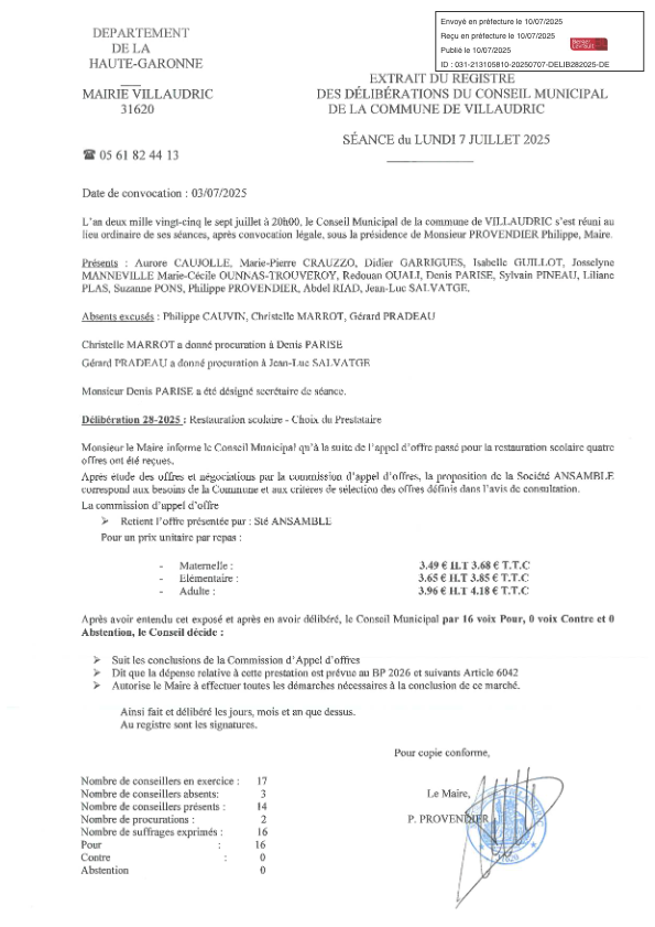 DELIB282025 RESTAURATION SCOLAIRE CHOIX DU PRESTATAIRE