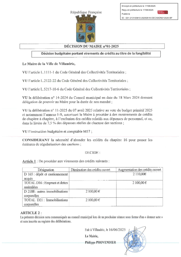 Point CM 02 DECISION BUDGETAIRE 012025