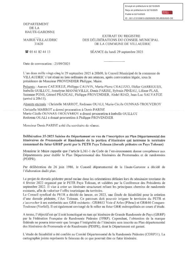 DELIB352025 - SAISINE DU DEPARTEMENT EN VUE DE L'INSCRIPTION AU PDIPR