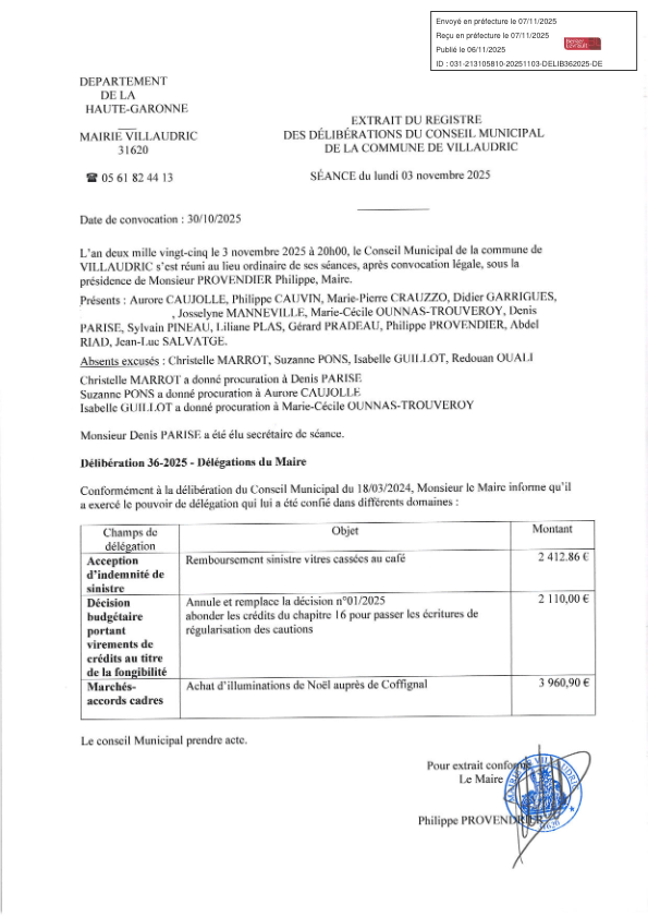 Délibération36-2025 - Délégations du Maire